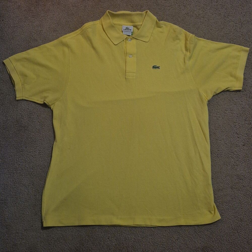 Lacoste Yellow Polo Shirt Mens Size 7 2XL Short Sleeve Classic Fit Casual Preppy